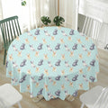 Watercolor French Bulldog Pattern Print Waterproof Round Tablecloth