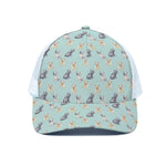 Watercolor French Bulldog Pattern Print White Mesh Trucker Cap