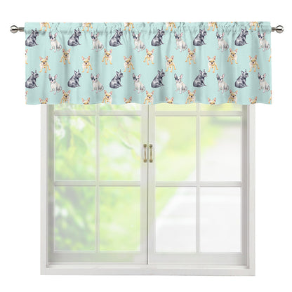 Watercolor French Bulldog Pattern Print Window Valance