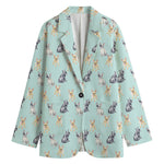 Watercolor French Bulldog Pattern Print Women's Cotton Blazer