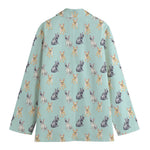 Watercolor French Bulldog Pattern Print Women's Cotton Blazer