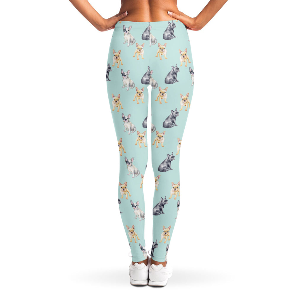 Watercolor French Bulldog Pattern Print Women's Leggings