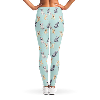 Watercolor French Bulldog Pattern Print Women's Leggings