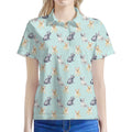 Watercolor French Bulldog Pattern Print Women's Polo Shirt