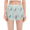 Watercolor French Bulldog Pattern Print Women's Split Running Shorts