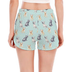 Watercolor French Bulldog Pattern Print Women's Split Running Shorts