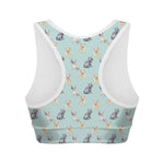 Watercolor French Bulldog Pattern Print Women's Sports Bra