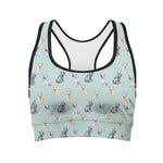 Watercolor French Bulldog Pattern Print Women's Sports Bra