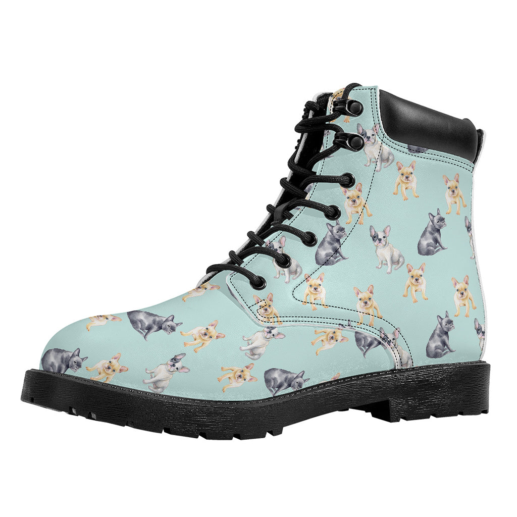 Watercolor French Bulldog Pattern Print Work Boots
