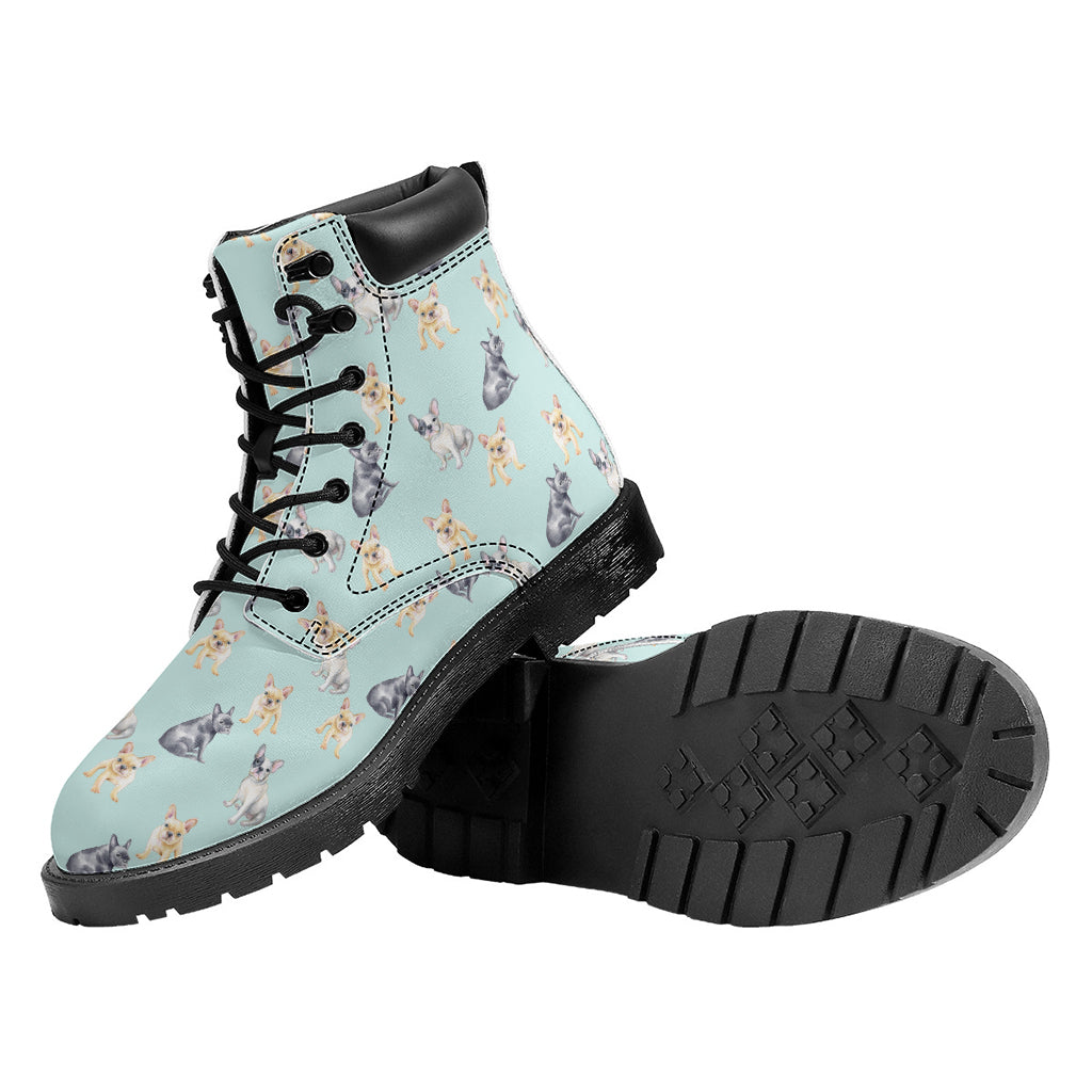 Watercolor French Bulldog Pattern Print Work Boots