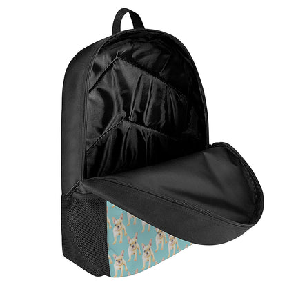Watercolor French Bulldog Puppy Print 17 Inch Backpack
