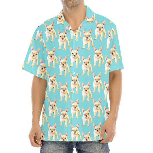 Watercolor French Bulldog Puppy Print Aloha Shirt