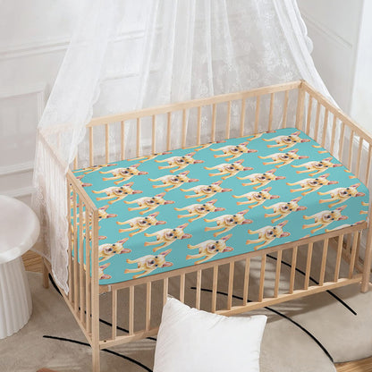 Watercolor French Bulldog Puppy Print Baby Crib Sheet