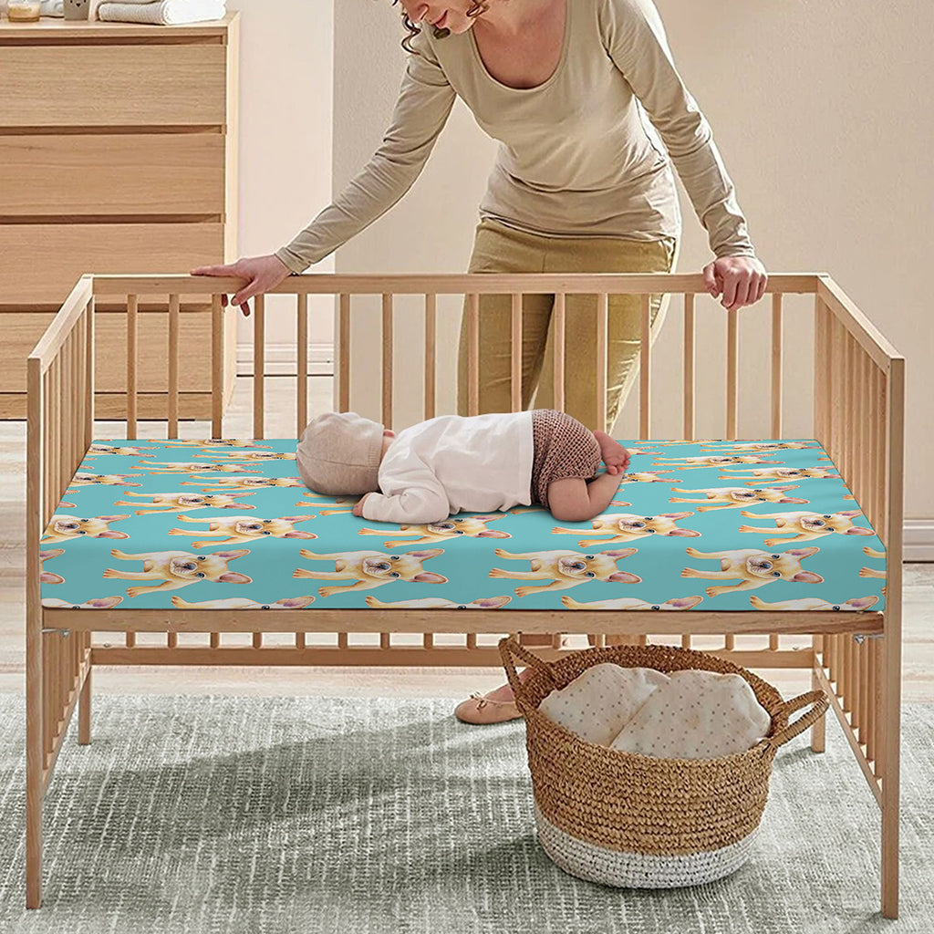Watercolor French Bulldog Puppy Print Baby Crib Sheet