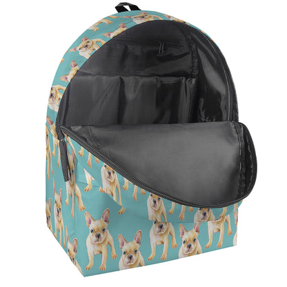 Watercolor French Bulldog Puppy Print Backpack