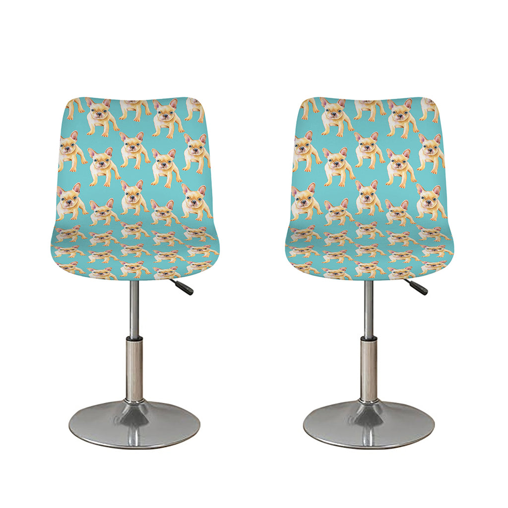 Watercolor French Bulldog Puppy Print Bar Stool Covers