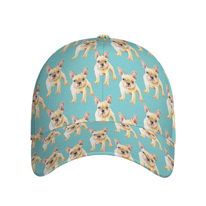 Watercolor French Bulldog Puppy Print Baseball Cap