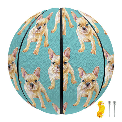 Watercolor French Bulldog Puppy Print Basketball