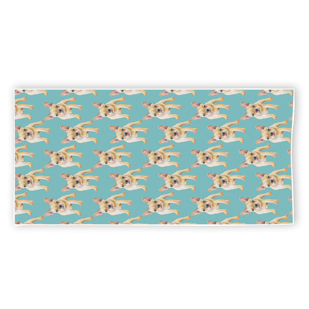 Watercolor French Bulldog Puppy Print Beach Towel