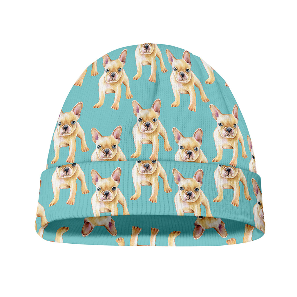 Watercolor French Bulldog Puppy Print Beanie