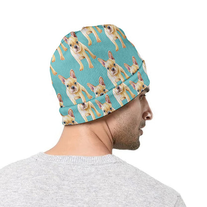 Watercolor French Bulldog Puppy Print Beanie