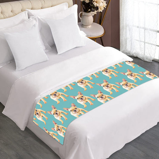 Watercolor French Bulldog Puppy Print Bed Runner