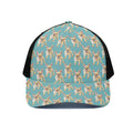 Watercolor French Bulldog Puppy Print Black Mesh Trucker Hat