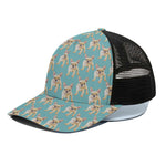 Watercolor French Bulldog Puppy Print Black Mesh Trucker Cap