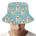 Watercolor French Bulldog Puppy Print Bucket Hat