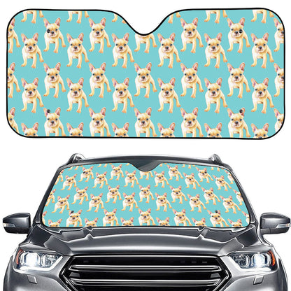 Watercolor French Bulldog Puppy Print Car Windshield Sun Shade
