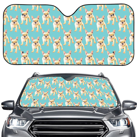 Watercolor French Bulldog Puppy Print Car Windshield Sun Shade