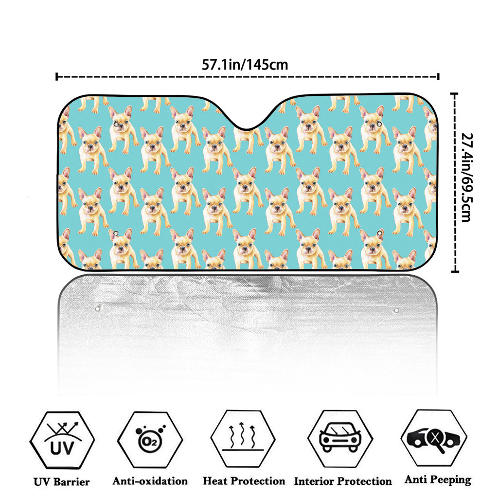 Watercolor French Bulldog Puppy Print Car Windshield Sun Shade