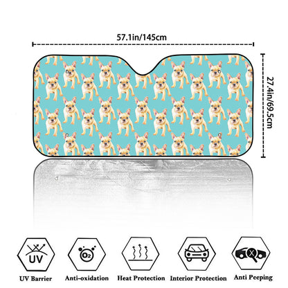 Watercolor French Bulldog Puppy Print Car Windshield Sun Shade