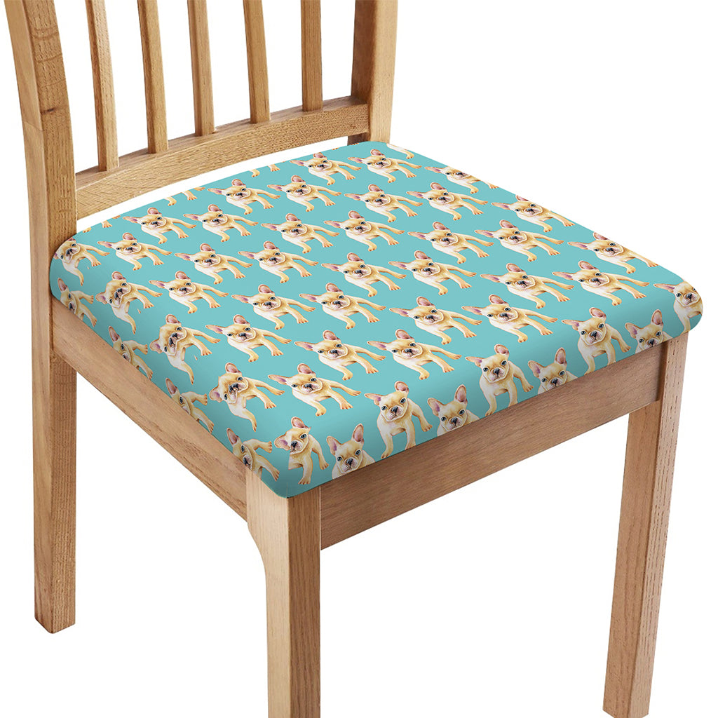 Watercolor French Bulldog Puppy Print Chair Cushion Cover