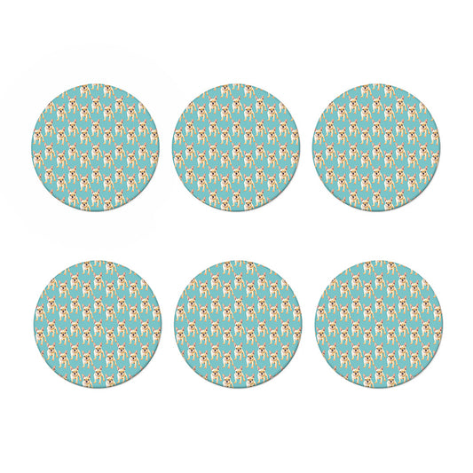 Watercolor French Bulldog Puppy Print Coaster Set