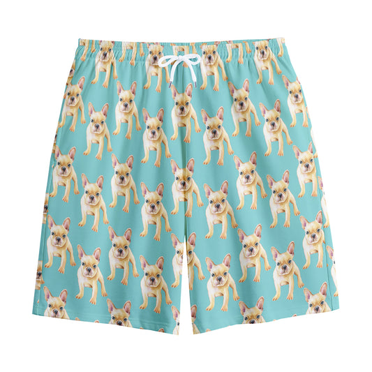 Watercolor French Bulldog Puppy Print Cotton Shorts
