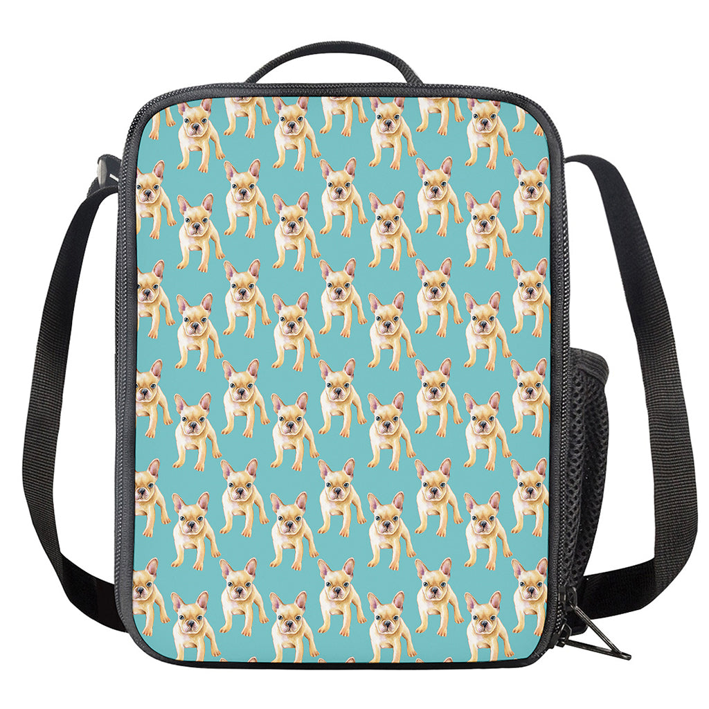 Watercolor French Bulldog Puppy Print Crossbody Lunch Bag