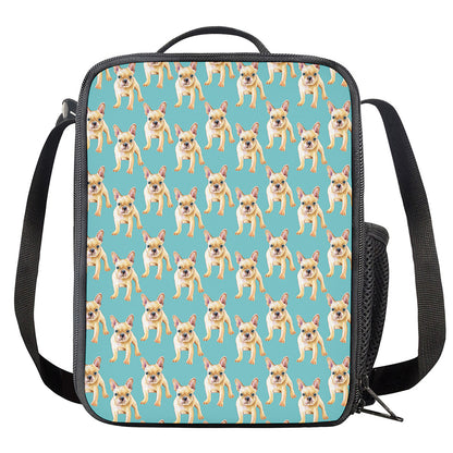 Watercolor French Bulldog Puppy Print Crossbody Lunch Bag