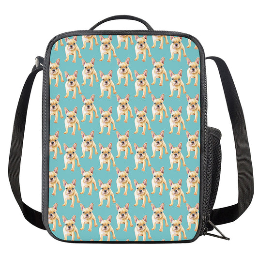 Watercolor French Bulldog Puppy Print Crossbody Lunch Bag