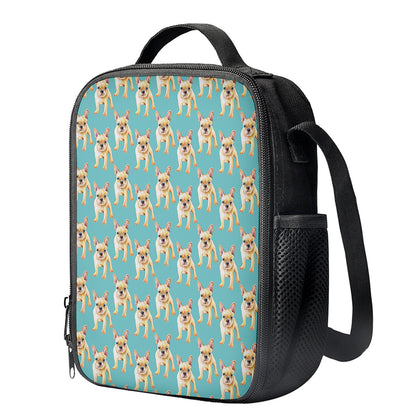 Watercolor French Bulldog Puppy Print Crossbody Lunch Bag