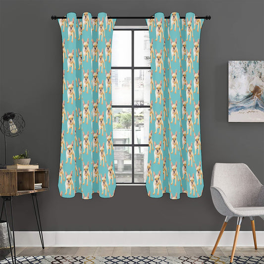 Watercolor French Bulldog Puppy Print Curtain