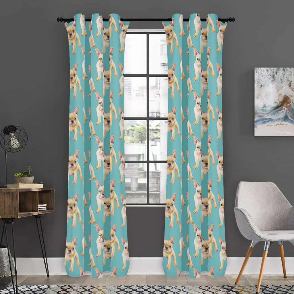 Watercolor French Bulldog Puppy Print Curtain