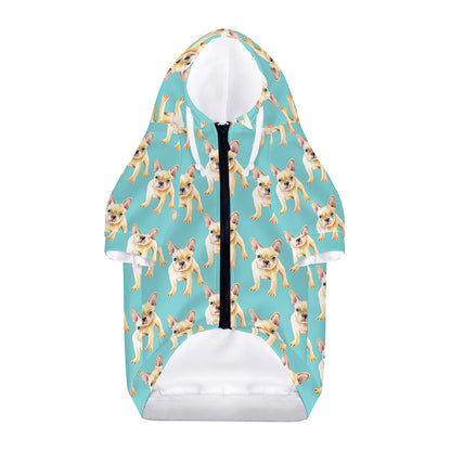 Watercolor French Bulldog Puppy Print Dog Zip Up Hoodie