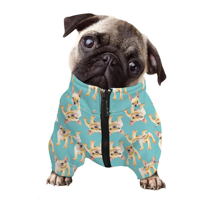 Watercolor French Bulldog Puppy Print Dog Zip Up Jacket