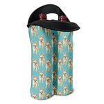 Watercolor French Bulldog Puppy Print Double Neoprene Wine Tote