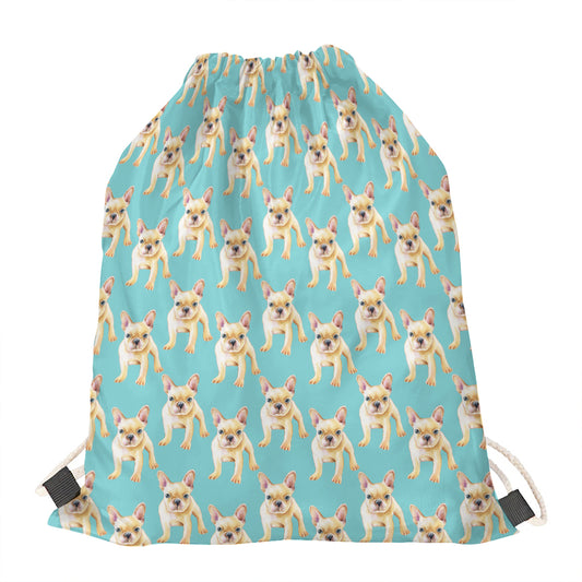 Watercolor French Bulldog Puppy Print Drawstring Bag