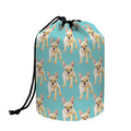 Watercolor French Bulldog Puppy Print Drawstring Makeup Bag