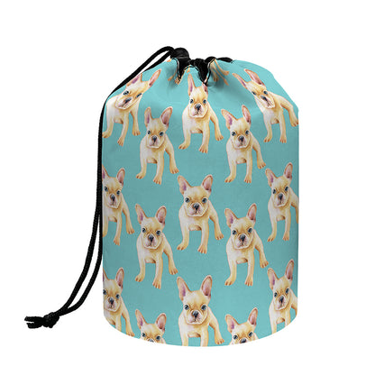 Watercolor French Bulldog Puppy Print Drawstring Makeup Bag