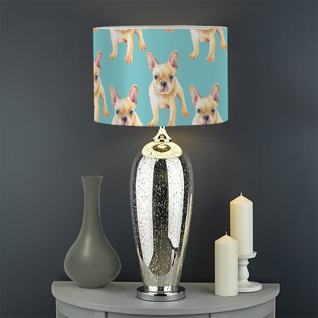 Watercolor French Bulldog Puppy Print Drum Lamp Shade