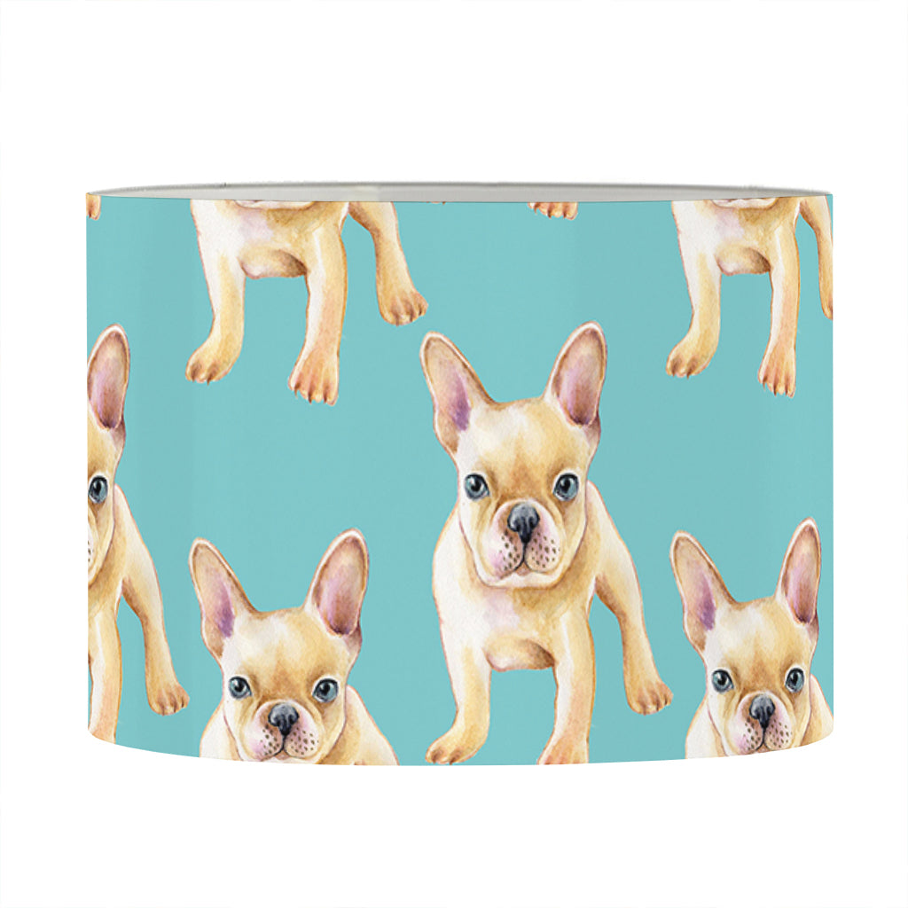 Watercolor French Bulldog Puppy Print Drum Lamp Shade